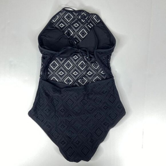 Aerie Womens One-Piece Swimsuit Crochet Lined Crisscross Black Size Medium - Picture 5 of 8